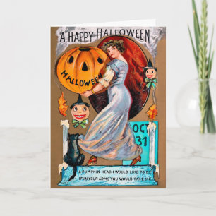 Antike viktorianische Halloween-Karte Feiertagskarte