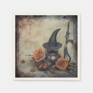 Antike viktorianische Hexen-Kürbis-Rosen Serviette