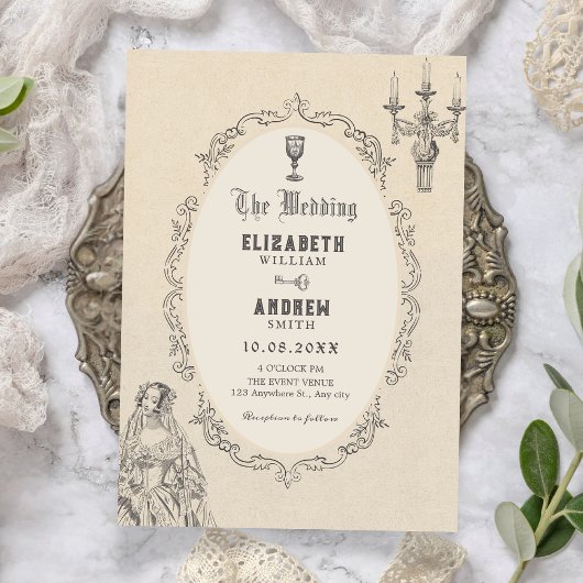 Antike viktorianische Hochzeit Einladung