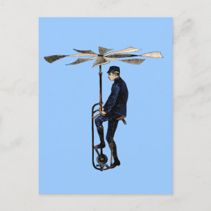 Antike viktorianische Hubschrauber-Flugmaschine Postkarte