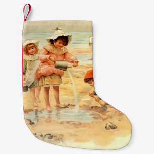 Antike viktorianische Kinder am Strand Fine Art Kleiner Weihnachtsstrumpf