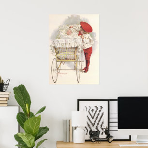 Antike viktorianische Kinder, Kind und Baby im Kin Poster