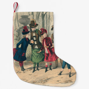Antike viktorianische Kinder spielen Ball 1880 Win Kleiner Weihnachtsstrumpf