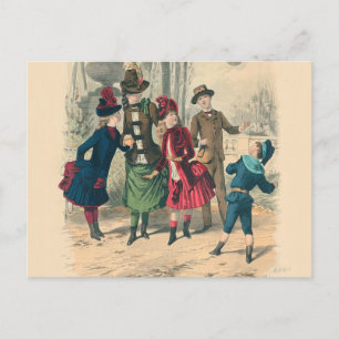 Antike viktorianische Kinder spielen Ball 1880 Win Postkarte
