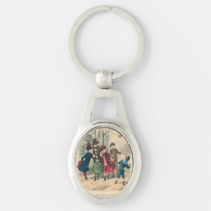 Antike viktorianische Kinder spielen Ball 1880 Win Schlüsselanhänger