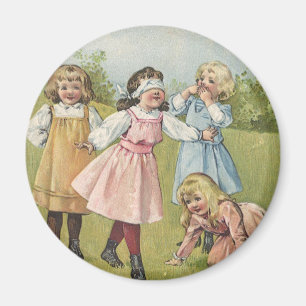 Antike viktorianische Kinder spielen Blinde Kuh Magnet