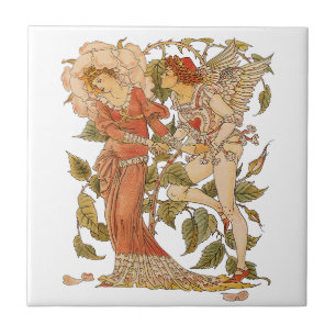Antike viktorianische Kunst, Rose von Walter Crane Fliese