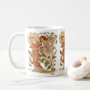 Antike viktorianische Kunst, Rose von Walter Crane Kaffeetasse