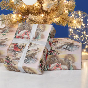 Antike viktorianische Landweihnachts-Pferdekutsche Geschenkpapier