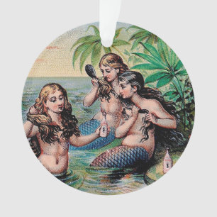 Antike viktorianische Meerjungfrauen-Schatzschiff- Ornament