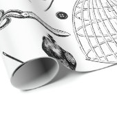 antike viktorianische Nähmaschine, Schwarz-weiß Geschenkpapier (Rolleneckpunkt)