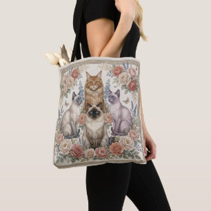 Antike viktorianische ornamentale florale Katzenku Tasche