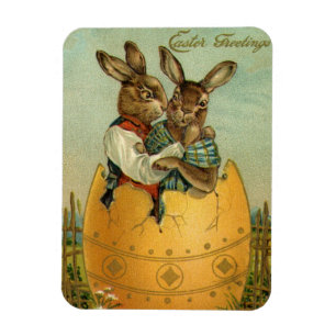 Antike viktorianische Osterhasen in einem goldenen Magnet