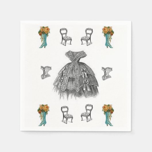 Antike viktorianische Papiertücher Serviette (Vorderseite)