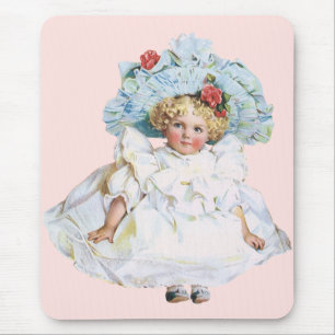 Antike viktorianische Puppe Mädchen, Ostern Kleid Mousepad