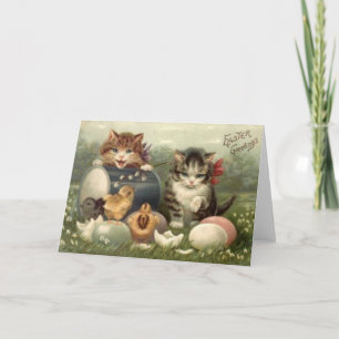 Antike viktorianische Retro-Art Katzen Kätzchen Os Feiertagskarte