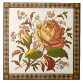 Antike Viktorianische Rose Tranferware Tile Repro Fliese (Vorderseite)