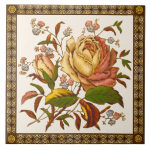 Antike Viktorianische Rose Tranferware Tile Repro Fliese
