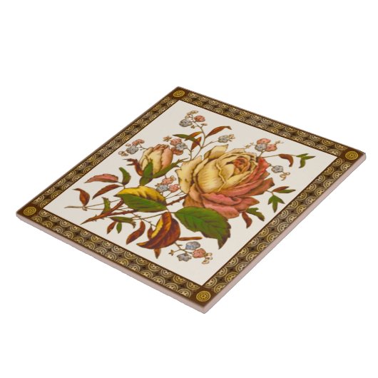 Antike Viktorianische Rose Tranferware Tile Repro Fliese (Seite)
