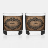 Antike viktorianische rustikale Rahmung gealtertes Whiskyglas (Rückseite)
