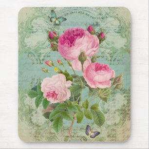 Antike viktorianische Shabby Chic-Art-Rosen Mousepad
