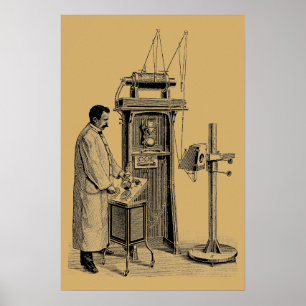 Antike viktorianische Steampunk-Röntgenmaschine Poster