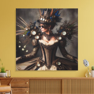 Antike viktorianische Steampunk-Uhrwerk-Dame Leinwanddruck