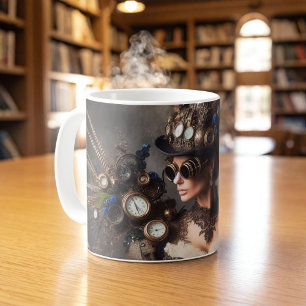 Antike viktorianische Steampunk-Uhrwerk-Zeitdame Kaffeetasse
