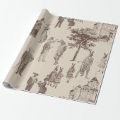 antike viktorianische Tiere, beige Toilette Geschenkpapier (Ungerollt)