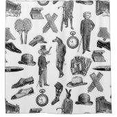 Antike viktorianische Tiere Schwarz-weiße Handwerk Duschvorhang (Vorderseite)