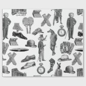 Antike viktorianische Tiere Schwarz-weiße Handwerk Geschenkpapier (Flach)