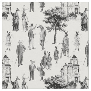 antike viktorianische Tiere Toile anthropomorph Stoff