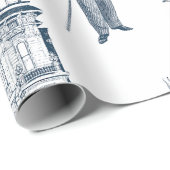 antike viktorianische Tiertoilanthropomorph blau Geschenkpapier (Rolleneckpunkt)