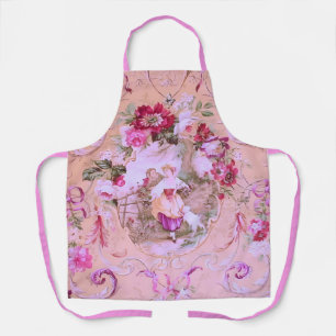 Antike viktorianische Toile im Rokoko-Stil, floral Schürze