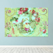 Antike Viktorianische Toile Rokoko Stil Grün Leinwanddruck (Insitu (Holzboden))