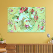 Antike Viktorianische Toile Rokoko Stil Grün Leinwanddruck (Insitu (Wohnzimmer))