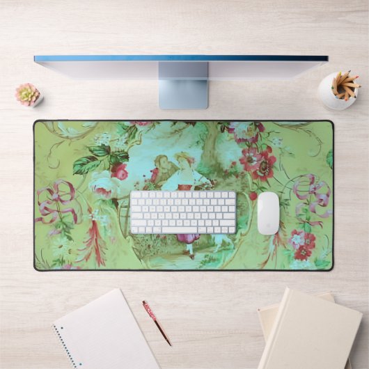 Antike Viktorianische Toile Rokoko Stil Grün Schreibtischunterlage (Büro 1)