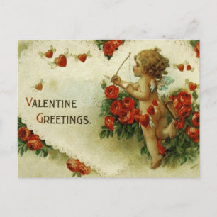 Antike viktorianische Valentinscherubim Feiertagspostkarte