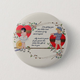 Antike viktorianische Valentinskarten-Kunst Retro  Button