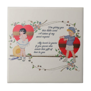 Antike viktorianische Valentinskarten-Kunst Retro  Fliese