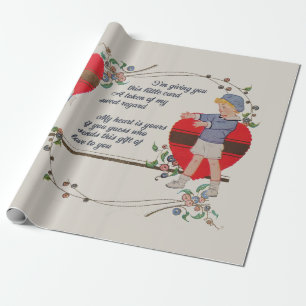Antike viktorianische Valentinskarten-Kunst Retro  Geschenkpapier
