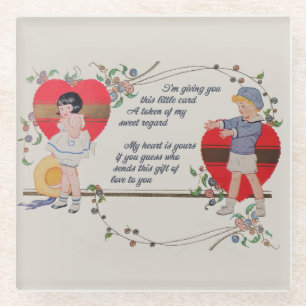 Antike viktorianische Valentinskarten-Kunst Retro  Glasuntersetzer