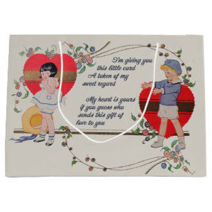 Antike viktorianische Valentinskarten-Kunst Retro  Große Geschenktüte