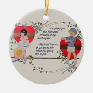 Antike viktorianische Valentinskarten-Kunst Retro  Keramik Ornament