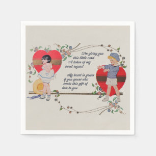 Antike viktorianische Valentinskarten-Kunst Retro  Serviette