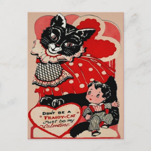 Antike viktorianische Valentinskatze Postkarte