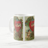 Antike viktorianische Valentinstag-Cherubs Baumhau Kaffeetasse (Vorderseite Links)