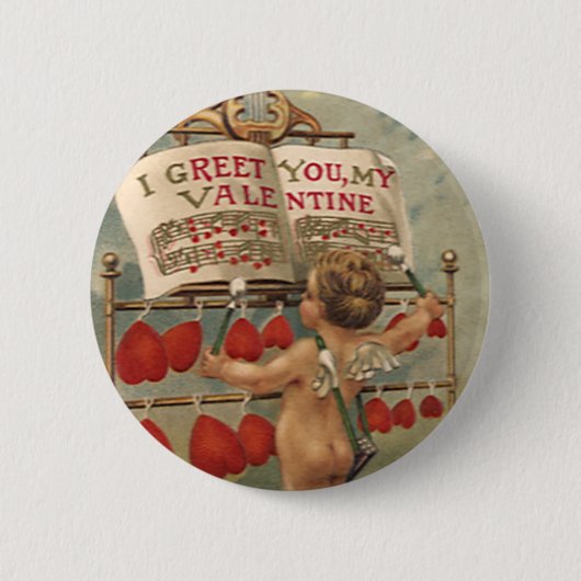 Antike viktorianische Valentinstag, Cupid und Herz Button (Vorderseite)