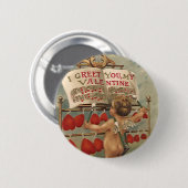 Antike viktorianische Valentinstag, Cupid und Herz Button (Vorne & Hinten)