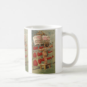 Antike viktorianische Valentinstag, Cupid und Herz Kaffeetasse